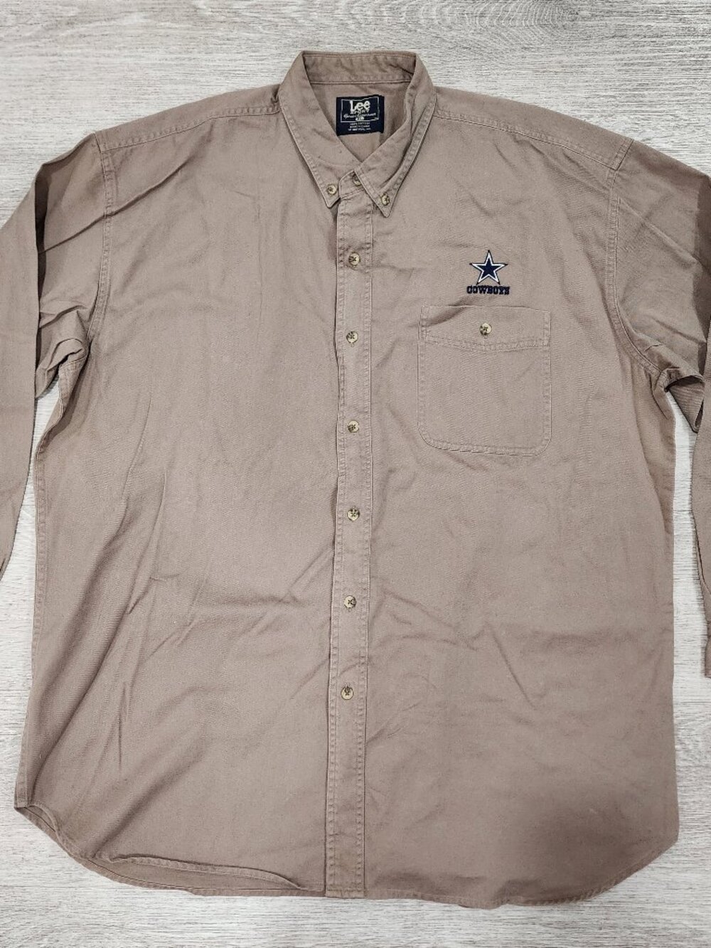 VTG 2000 Lee Sport Dallas Cowboys Shirt Men's XL NWT Tan Button Down Twill Y2K
